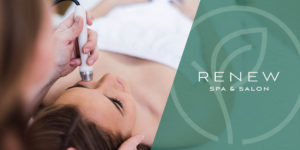 Woman and Renew Spa getting dermaplaning treatment