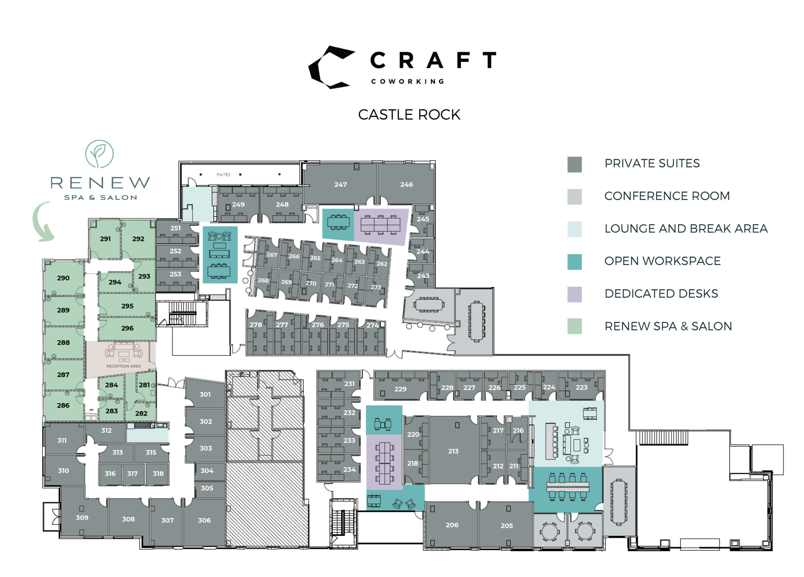 Map of Craft Cowering and Renew Spa Floor Plans